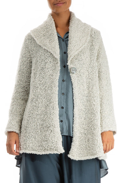 Collar Neck Mélange Pearl Alpaca Wool Cardigan 4