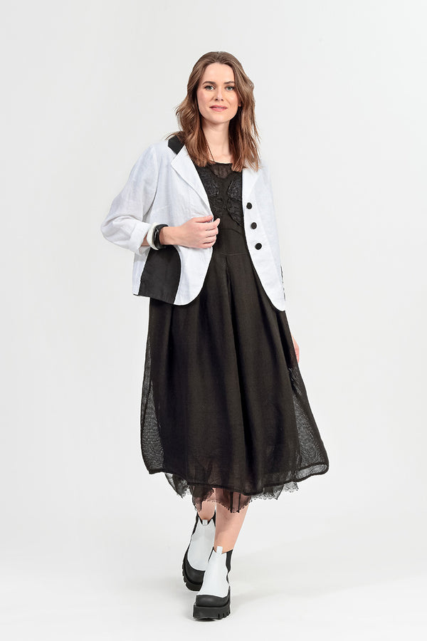 Contrast Detail White Linen Jacket 1