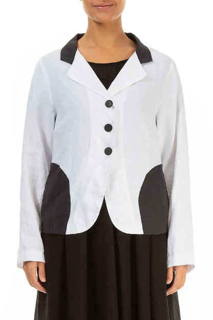 Contrast Detail White Linen Jacket 2