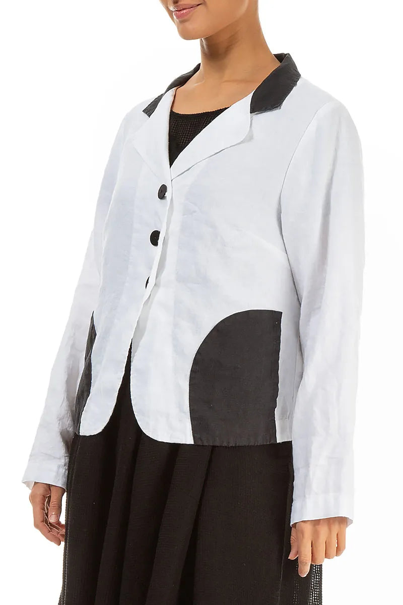 Contrast Detail White Linen Jacket 4