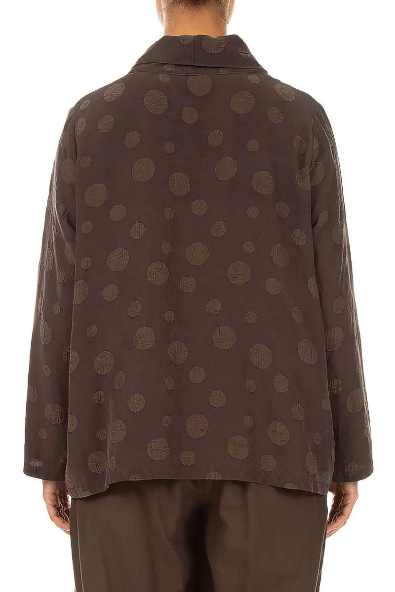 Cowl Neck Truffle Brown Bubble Silk Cotton Blouse 2