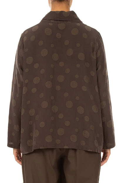 Cowl Neck Truffle Brown Bubble Silk Cotton Blouse 2