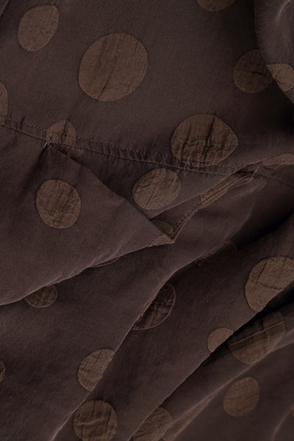 Cowl Neck Truffle Brown Bubble Silk Cotton Blouse 5