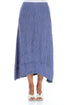 Front Slit Crinkled Blue Nova Silk Skirt 1