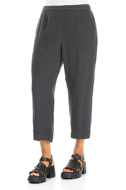 Cropped Graphite Linen Trousers 3