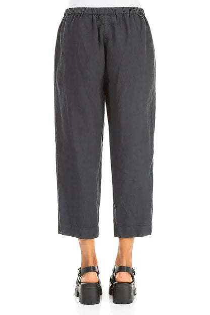 Cropped Graphite Linen Trousers 2