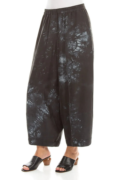 Loose Liquid Charcoal Pure Silk Trousers 3