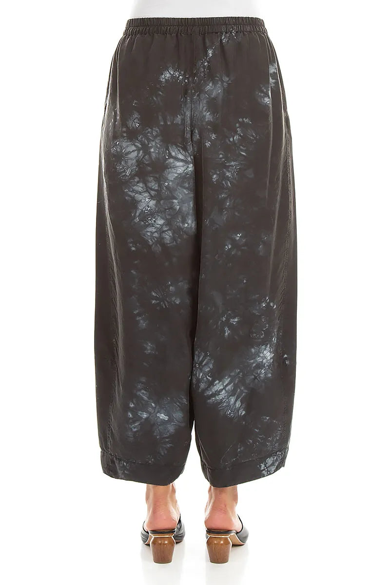 Loose Liquid Charcoal Pure Silk Trousers 2