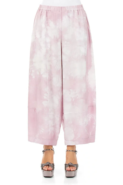 Loose Liquid Lilac Pure Silk Trousers 1