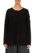 Decorated Front Black Linen Cardigan 1