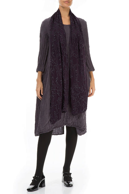 Deep Plum Devoré Feather Silk Scarf
