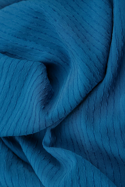 Deep Slit Cobalt Blue Striped Silk Jacket 6