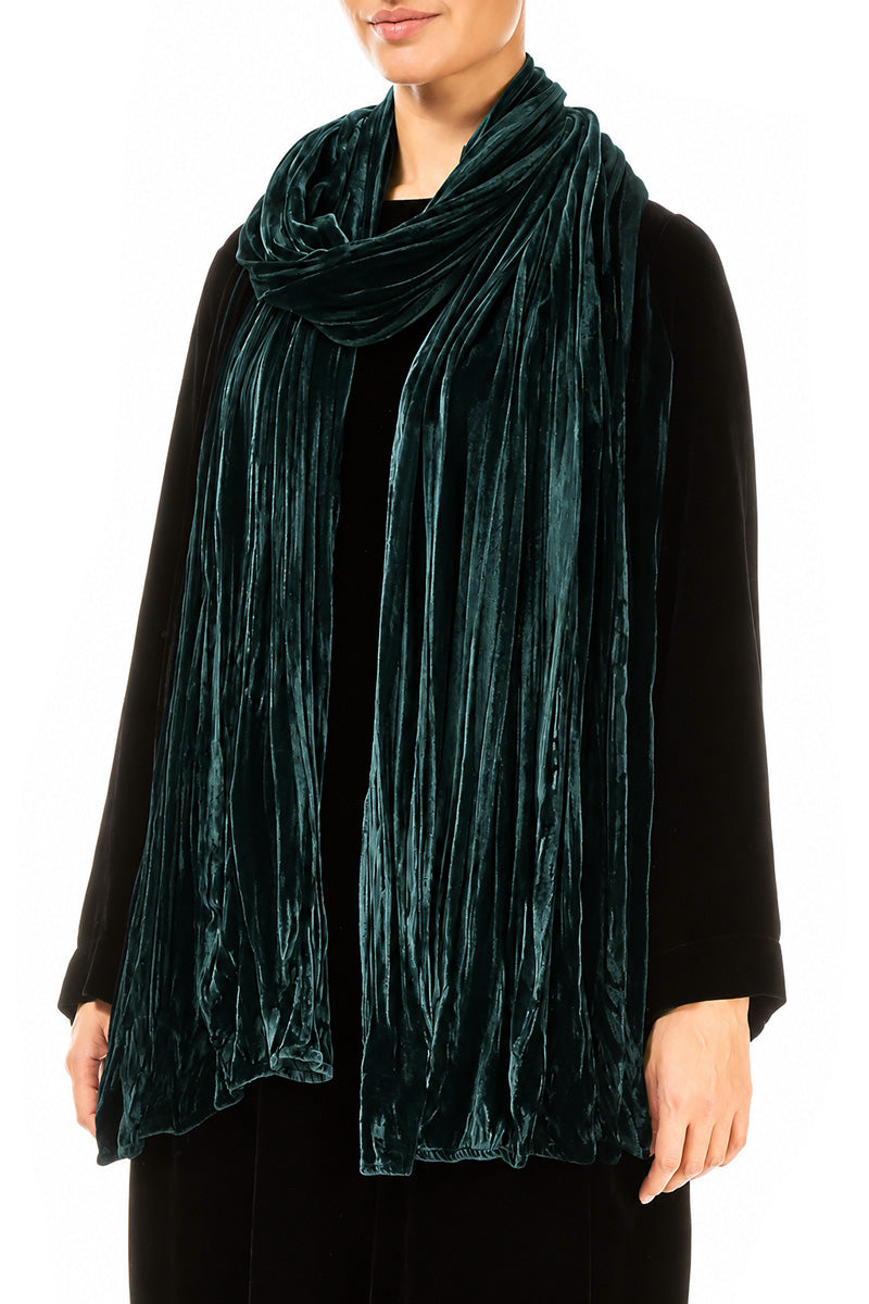Écharpe en Velours de Soie froissé Turquoise profond