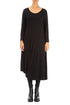 Draped Side Black Cotton Dress 1