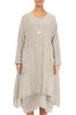 Dropped Edge Crinkled Beige Silk Linen Jacket 1