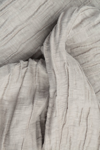 Dropped Edge Crinkled Beige Silk Linen Jacket 5