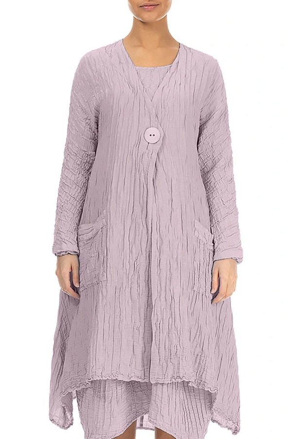 Dropped Edge Crinkled Lilac Silk Linen Jacket 1