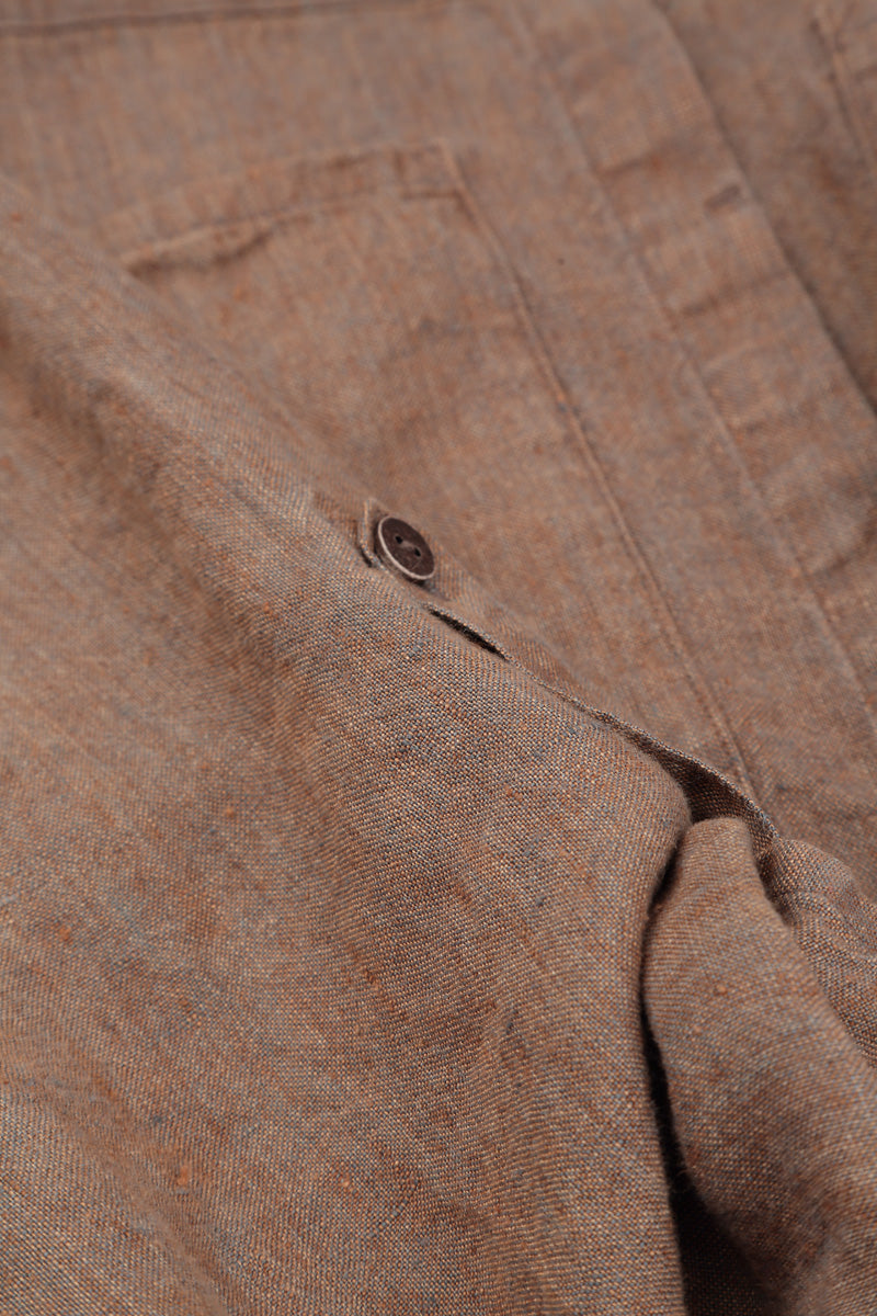Wide Loose Mocha Linen Shirt 6