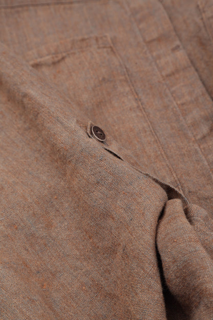 Wide Loose Mocha Linen Shirt 6