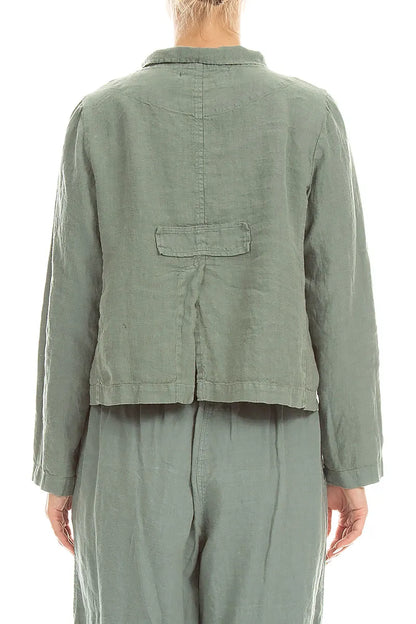 Buttoned Sage Linen Jacket 2