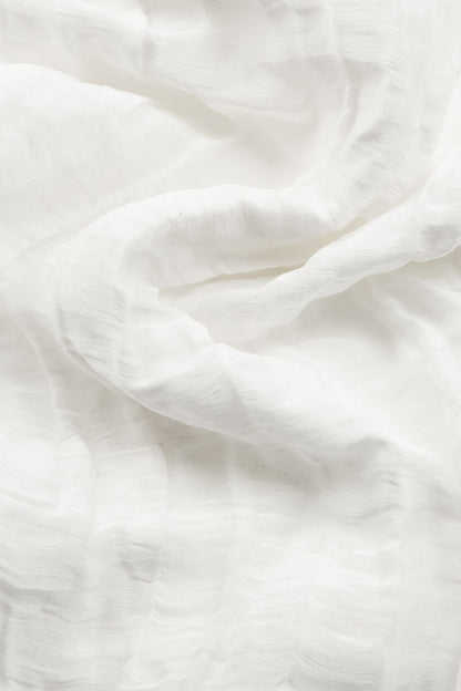 Asymmetric Crinkled Off White Silk Linen Tunic 5