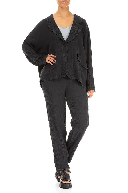 Flap Pocket Graphite Linen Viscose Jacket 4