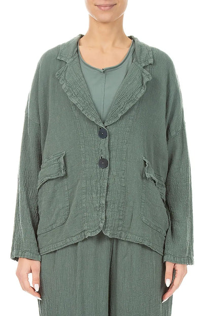 Flap Pocket Sage Linen Viscose Jacket 1