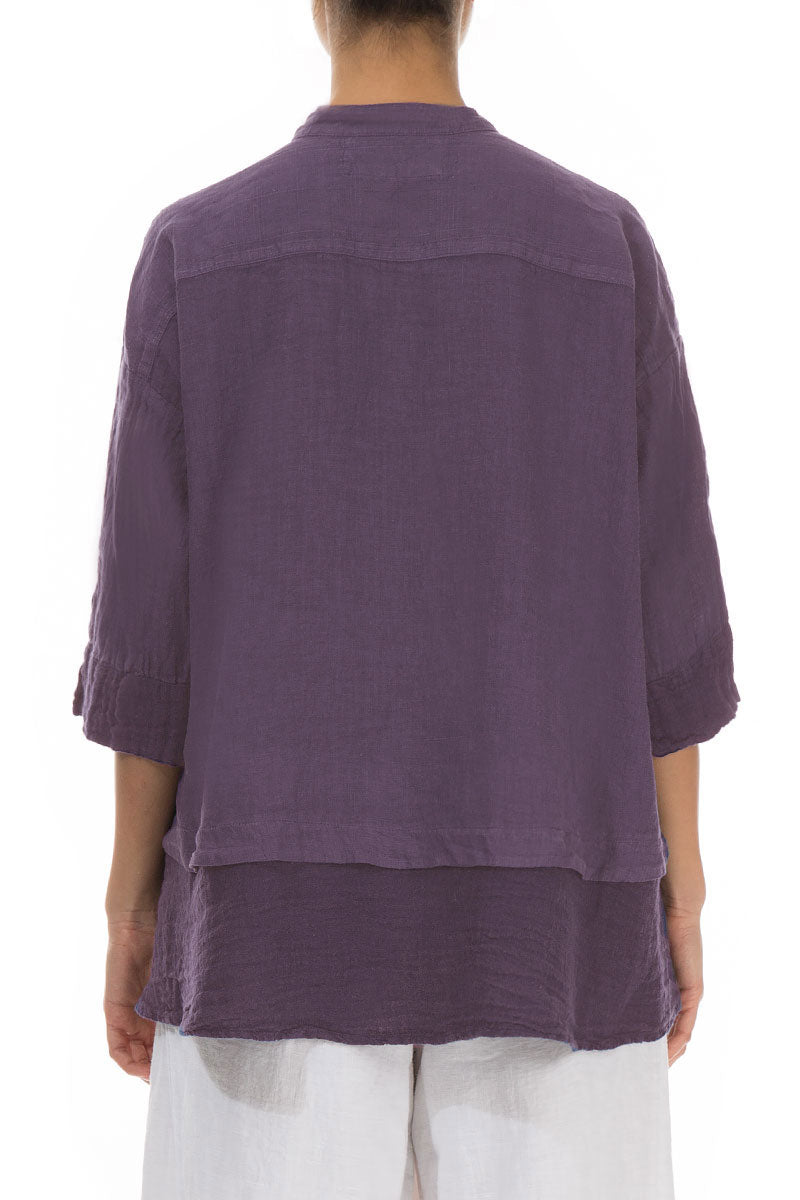 Flared Amethyst Linen Shirt 2