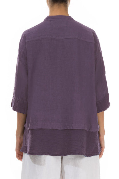 Flared Amethyst Linen Shirt 2