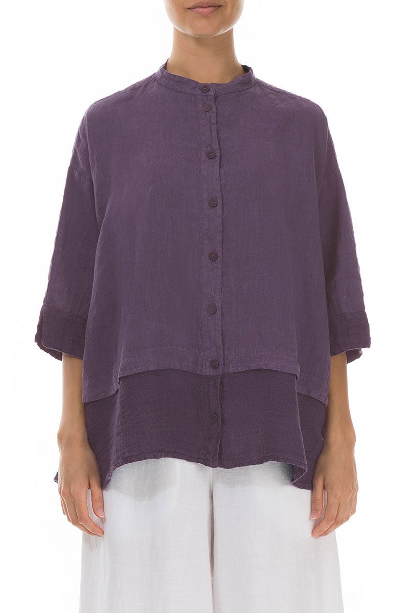 Flared Amethyst Linen Shirt 1