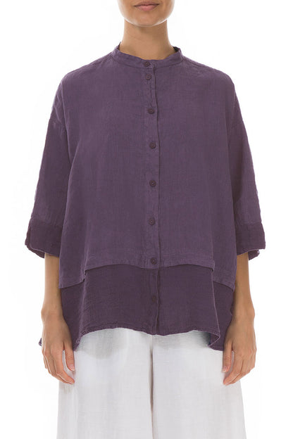 Flared Amethyst Linen Shirt 1