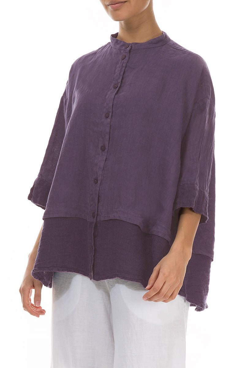 Flared Amethyst Linen Shirt 3