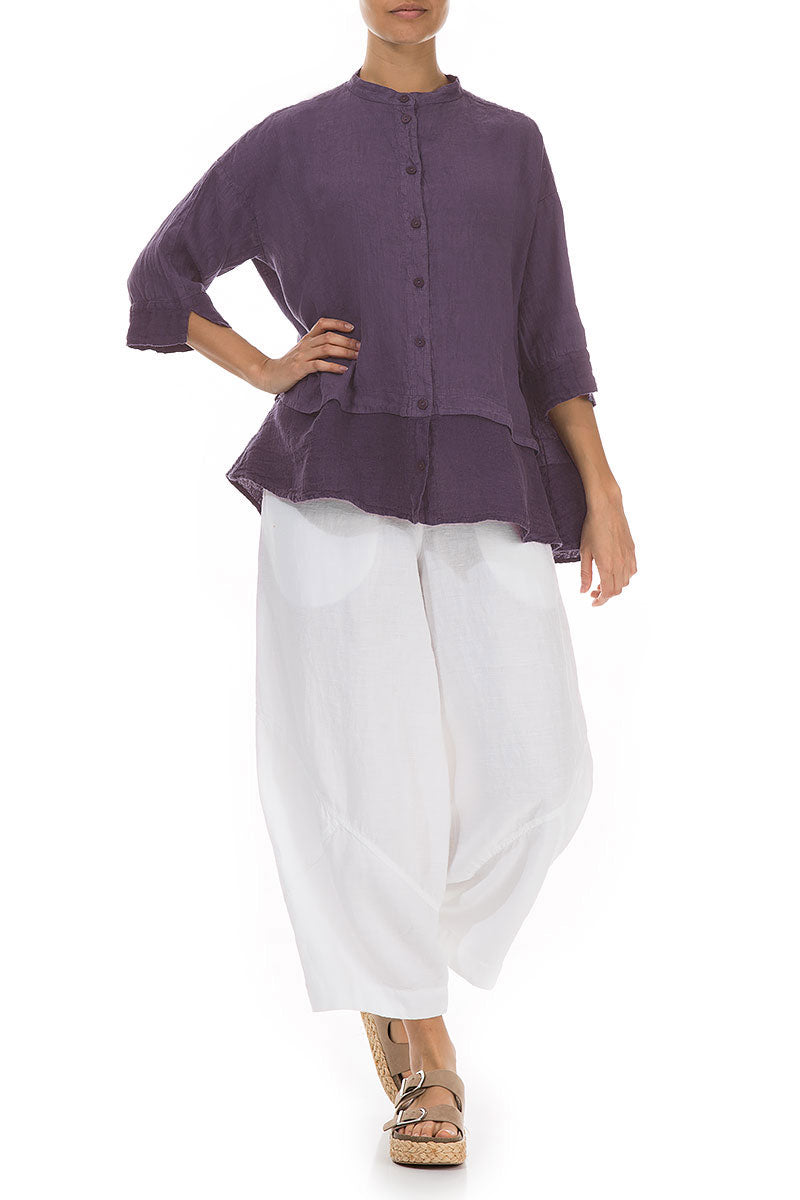 Flared Amethyst Linen Shirt 4