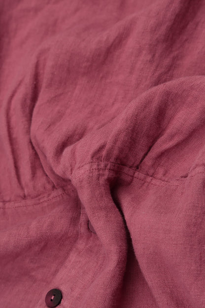 Flared Antique Ruby Linen Blouse 5