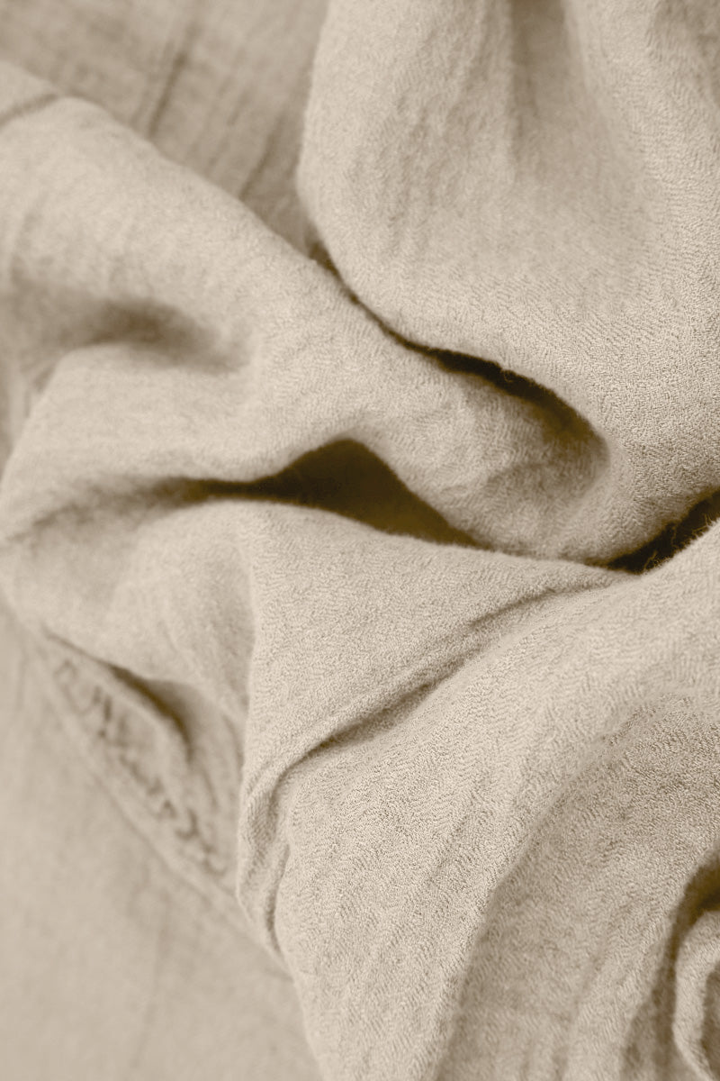 Flared Beige Crêpe Linen Skirt 6