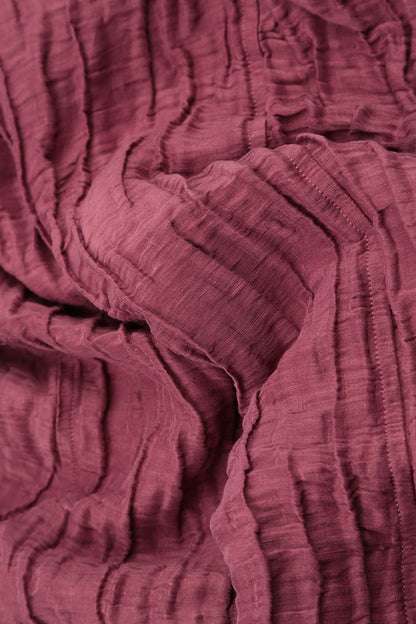 Flared Crinkled Antique Ruby Silk Linen Shirt 5