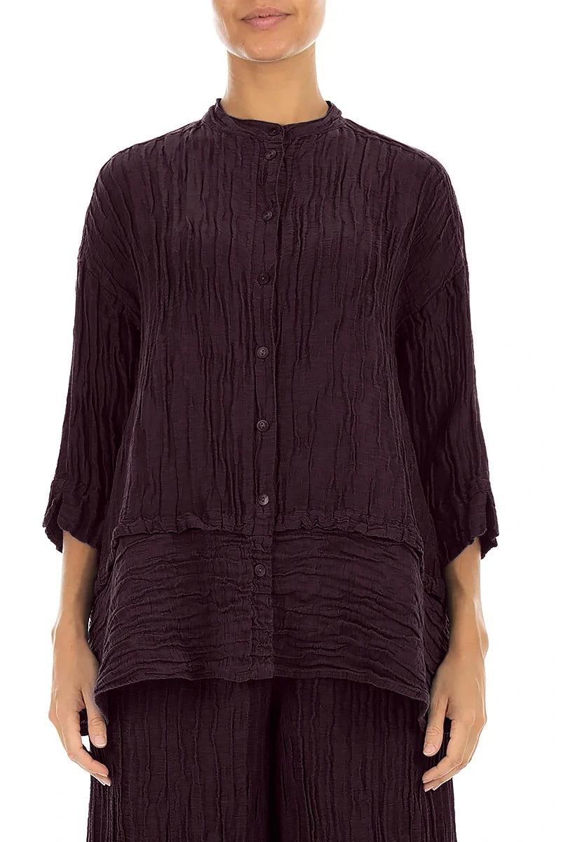 Chemise évasée en soie Lin Deep Plum froissée
