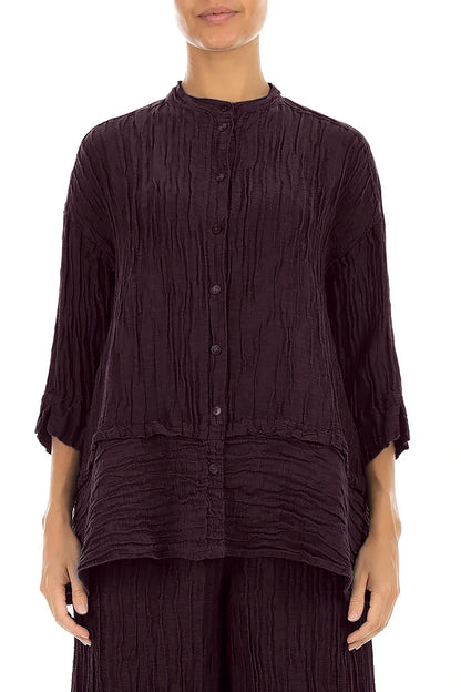 Chemise évasée en soie Lin Deep Plum froissée