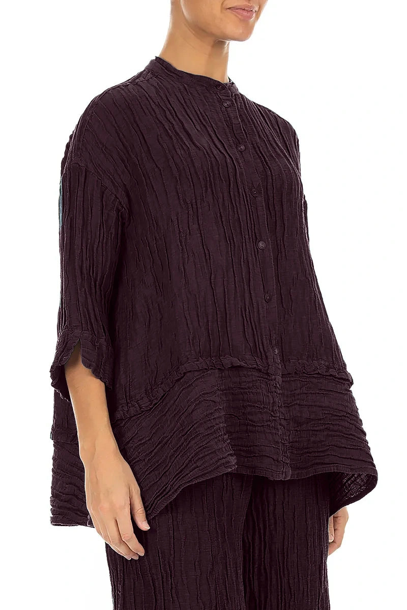 Chemise évasée en soie Lin Deep Plum froissée
