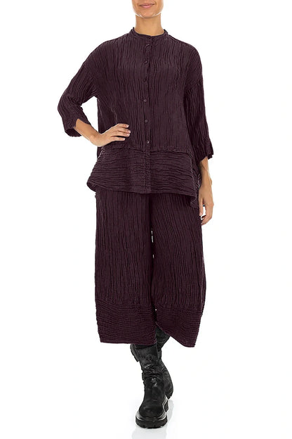 Chemise évasée en soie Lin Deep Plum froissée