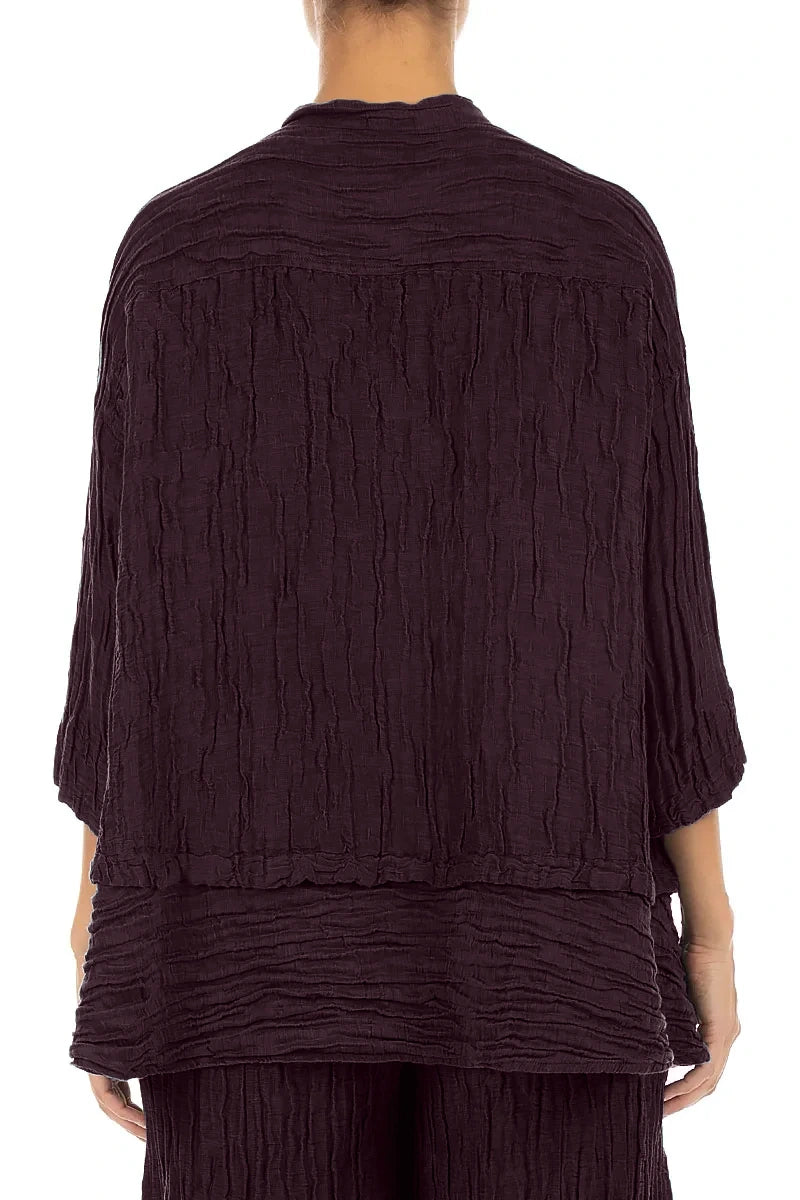 Chemise évasée en soie Lin Deep Plum froissée