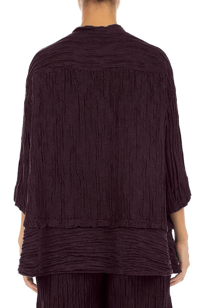 Chemise évasée en soie Lin Deep Plum froissée