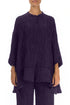 Flared Crinkled Royal Purple Silk Linen Shirt 1