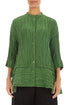 Flared Crinkled Shamrock Green Silk Linen Shirt 1