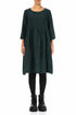 Flared Deep Turquoise Mélange Linen Midi Dress 1