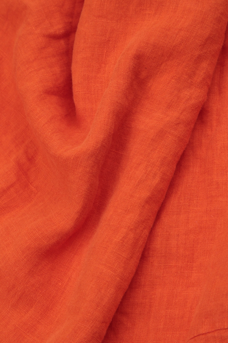 Flared Flame Orange Linen Blouse 5