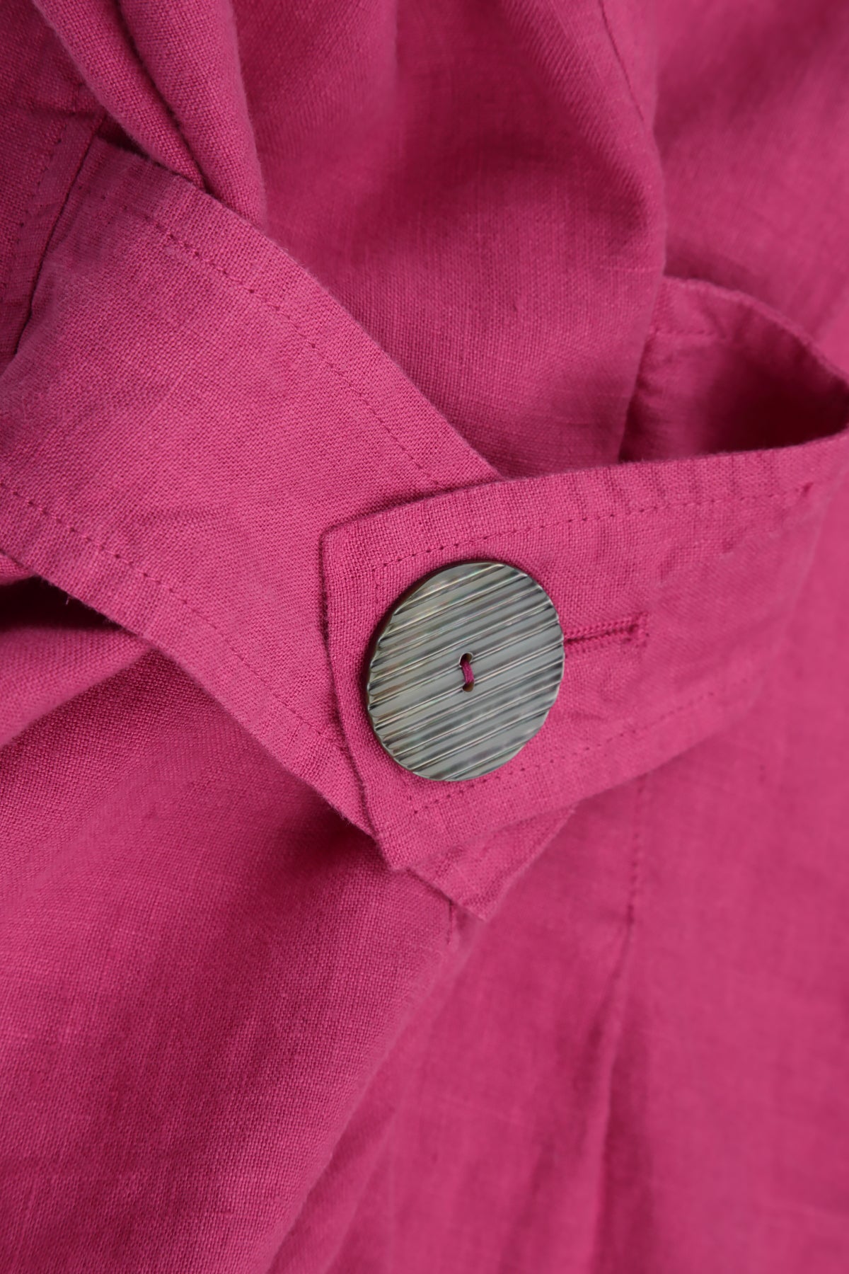 Waist Detail Sleeveless Fuchsia Linen Dress 5