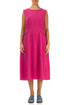 Waist Detail Sleeveless Fuchsia Linen Dress 1
