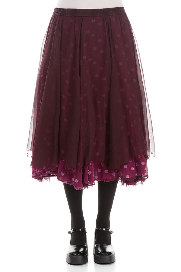 Flared Magenta Silk Chiffon Skirt