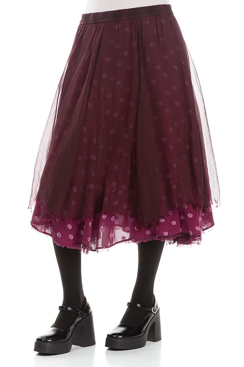 Flared Magenta Silk Chiffon Skirt
